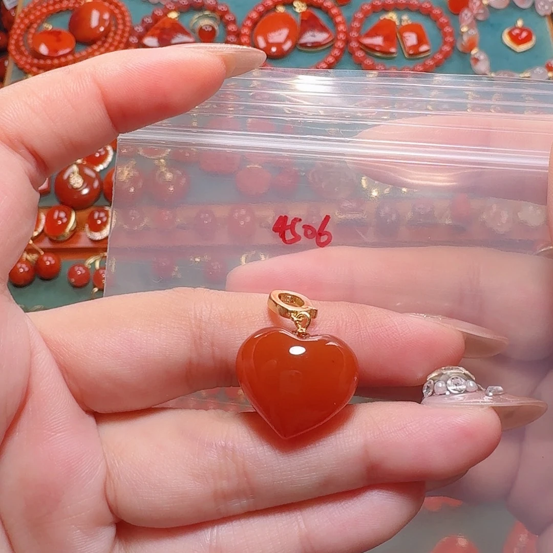 南红玛瑙银S925镶嵌吊坠