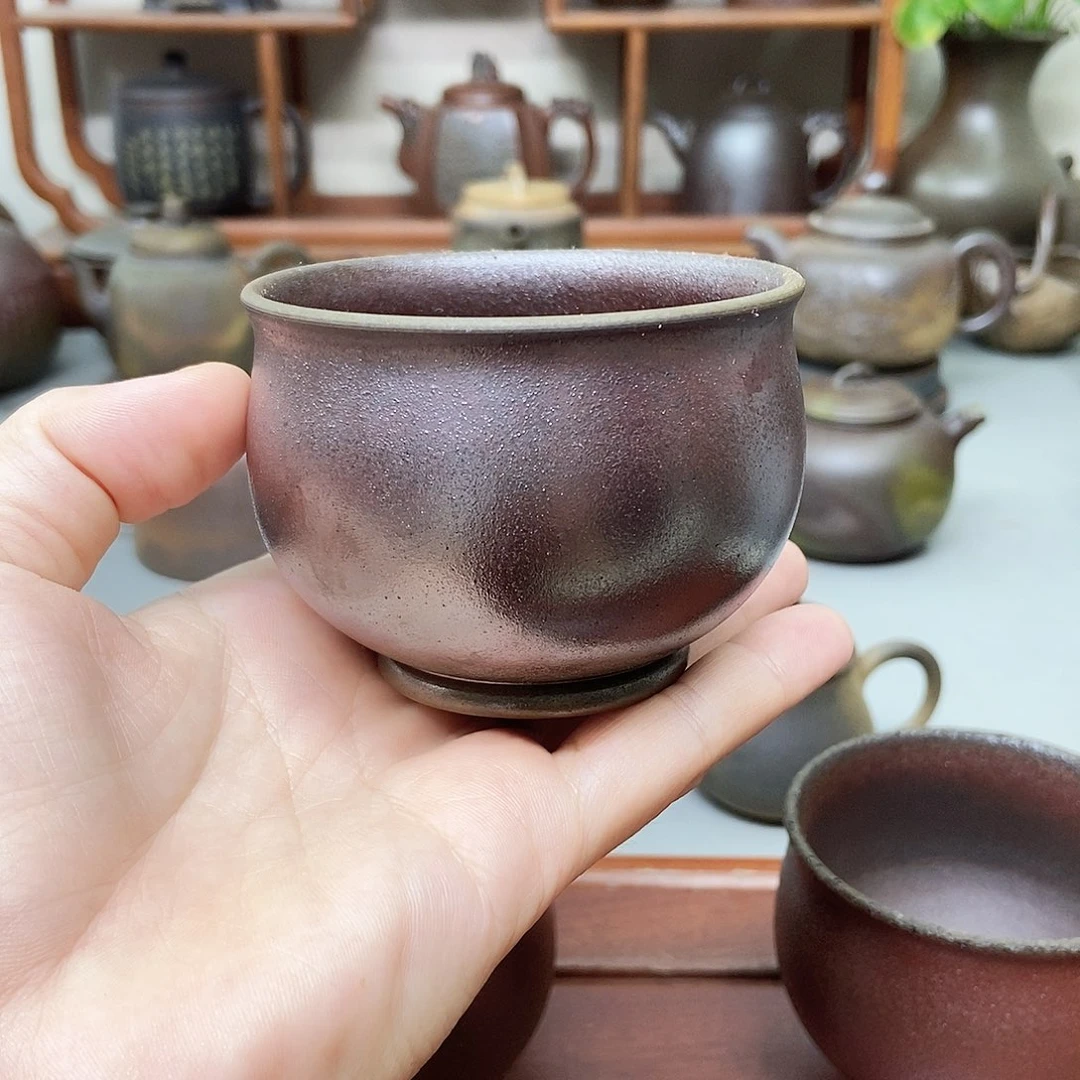 南***牛钦州坭兴陶柴烧茶杯120ml