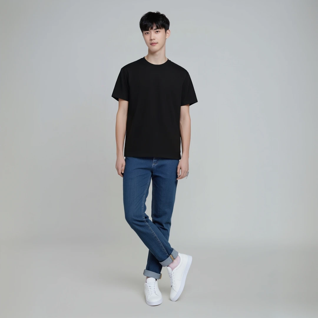 宽松型夏季圆领短袖男士休闲印花纯色T恤情侣简约舒适棉T百搭半袖