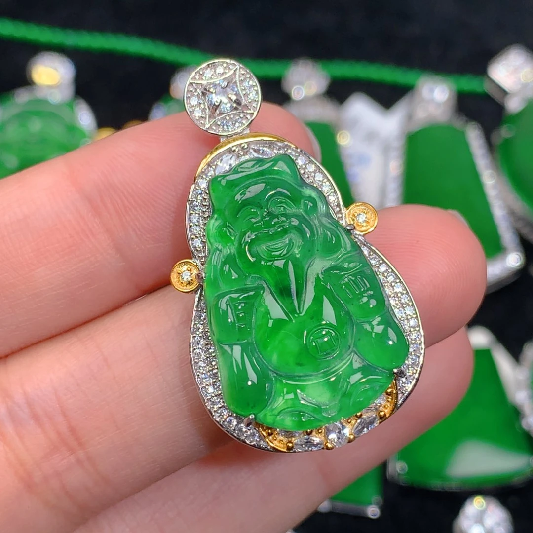 翡翠吊坠(不含链)银S925镶嵌