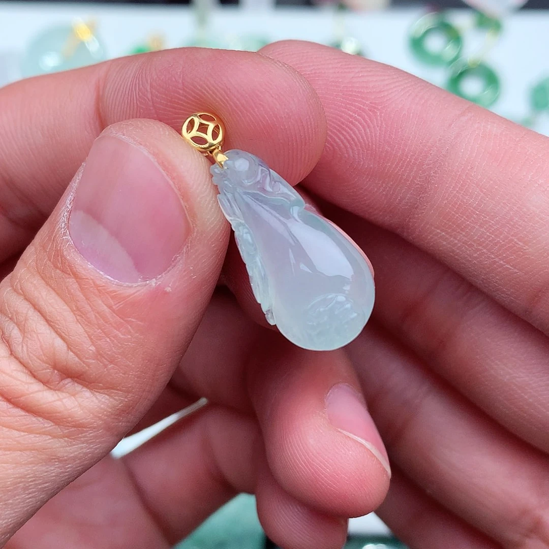 翡翠吊坠(不含链)18K金镶嵌