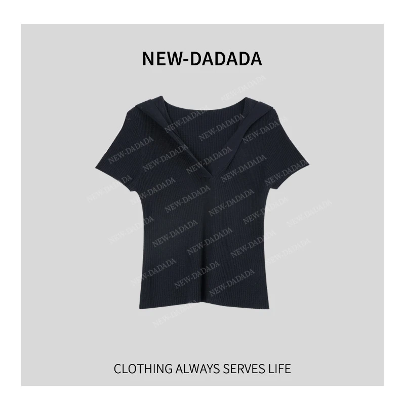 清清利达NEWDADADA【夏野甜心】时尚休闲修身气质T恤上衣SDK1661