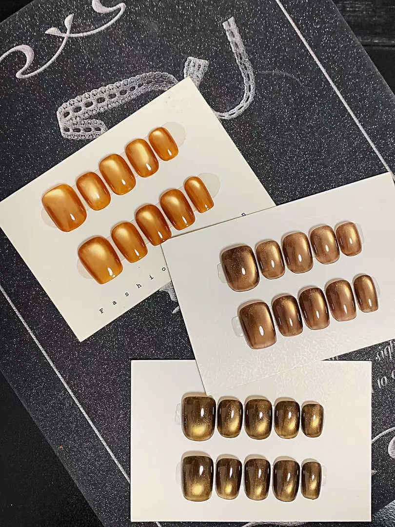 秋意浓丨秋冬猫眼日常显白百搭短款简约纯手工穿戴甲