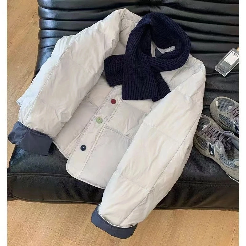 【送围巾】2025韩系温柔风气质女新款小个子显瘦圆领外套女棉服337