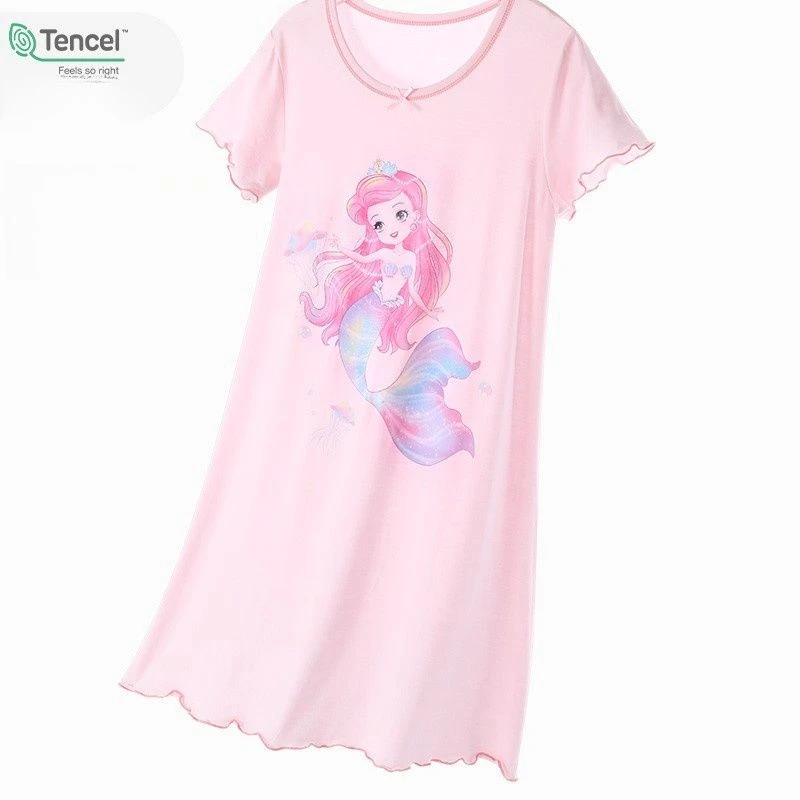 儿童睡裙女童夏季薄款2025新款莫代尔美人鱼睡衣中大童冰丝家居服