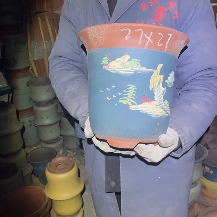 紫砂紫砂花盆和小