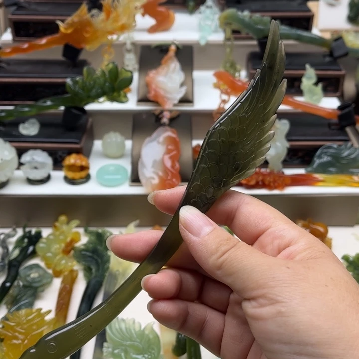 蛇纹石玉未镶嵌岫玉发簪