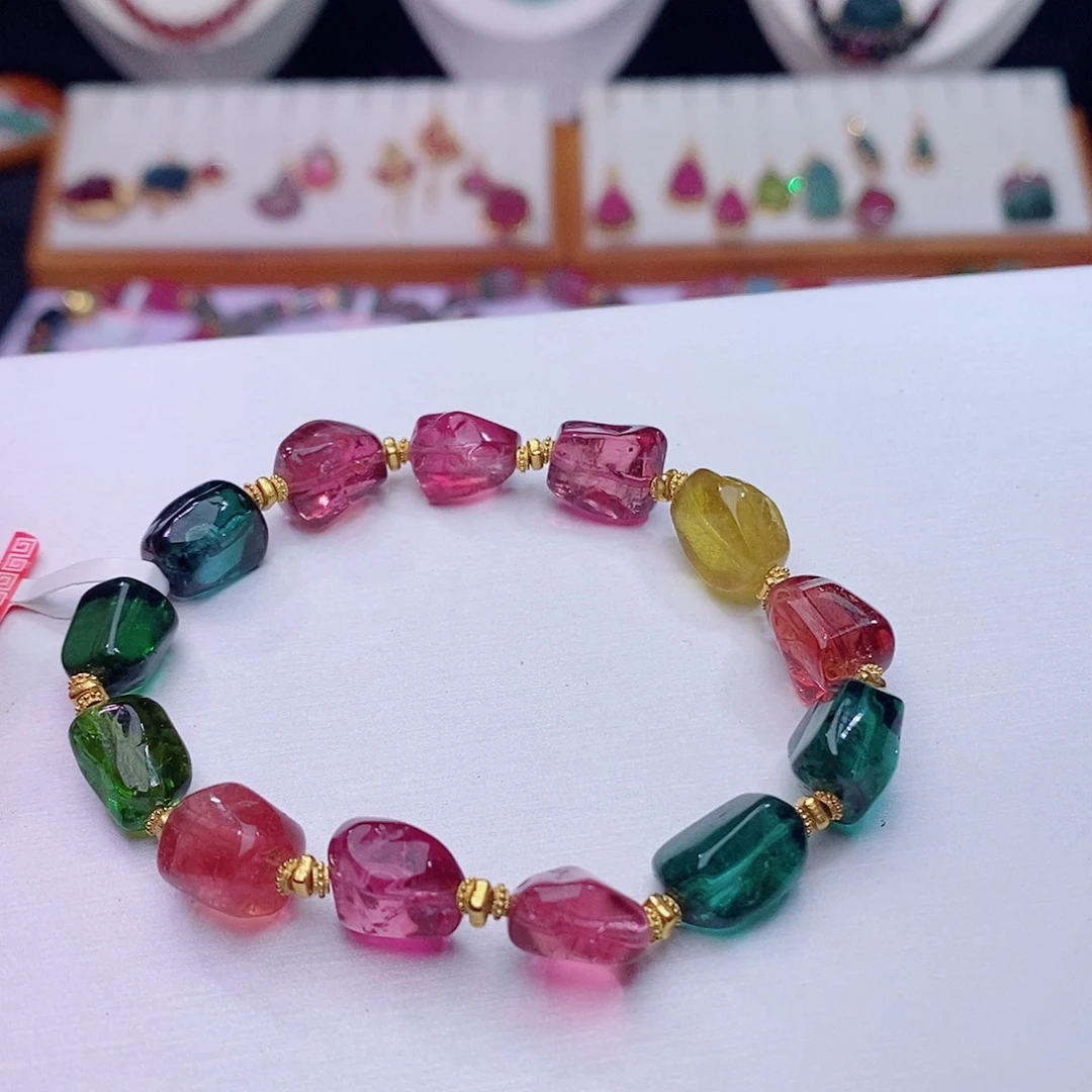 碧玺手链18K金镶嵌碧玺手链