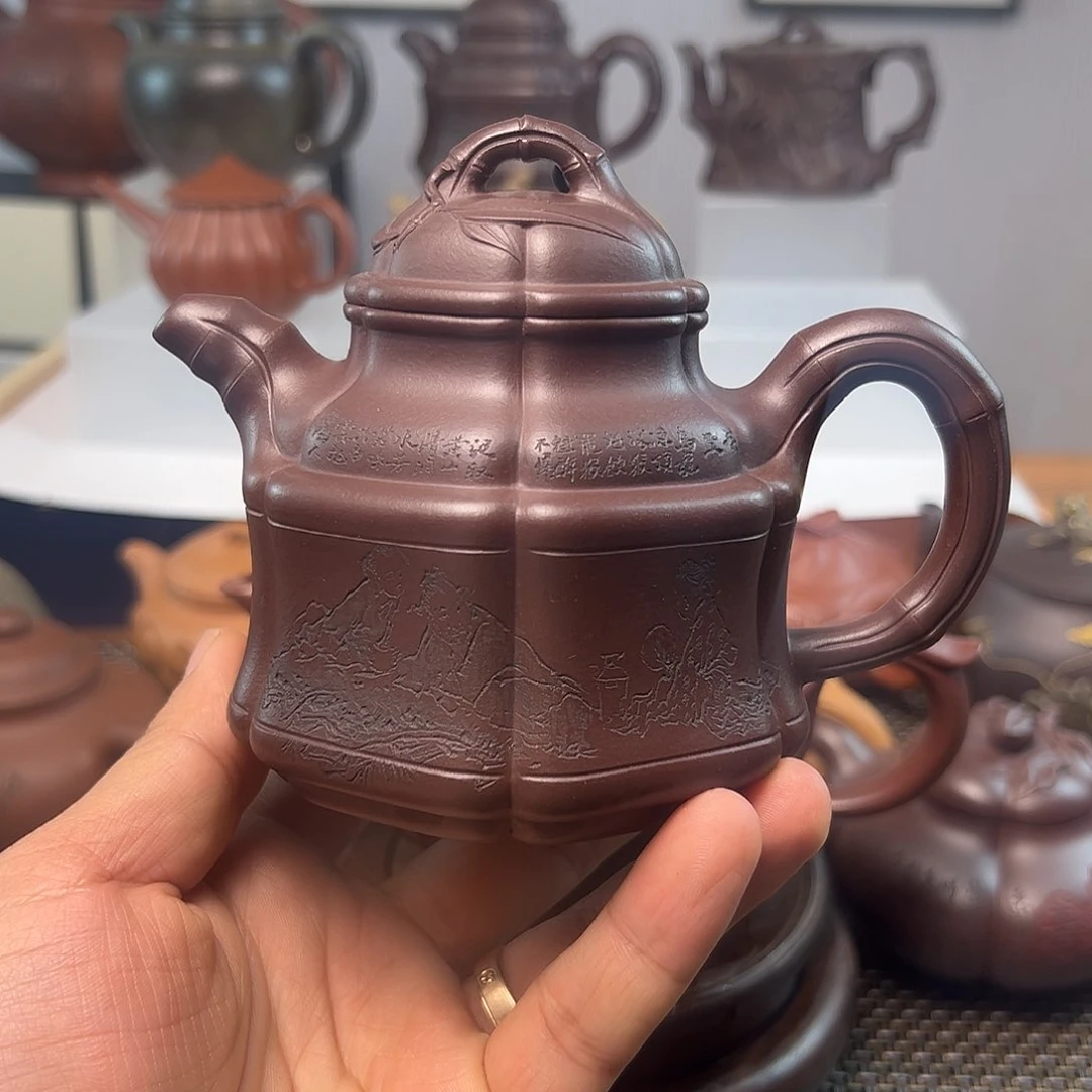 紫砂茶壶叶*秋六方竹鼎