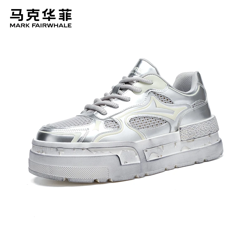 马克华菲男鞋2024新款潮流百搭板鞋休闲鞋男款运动厚底增高小白鞋