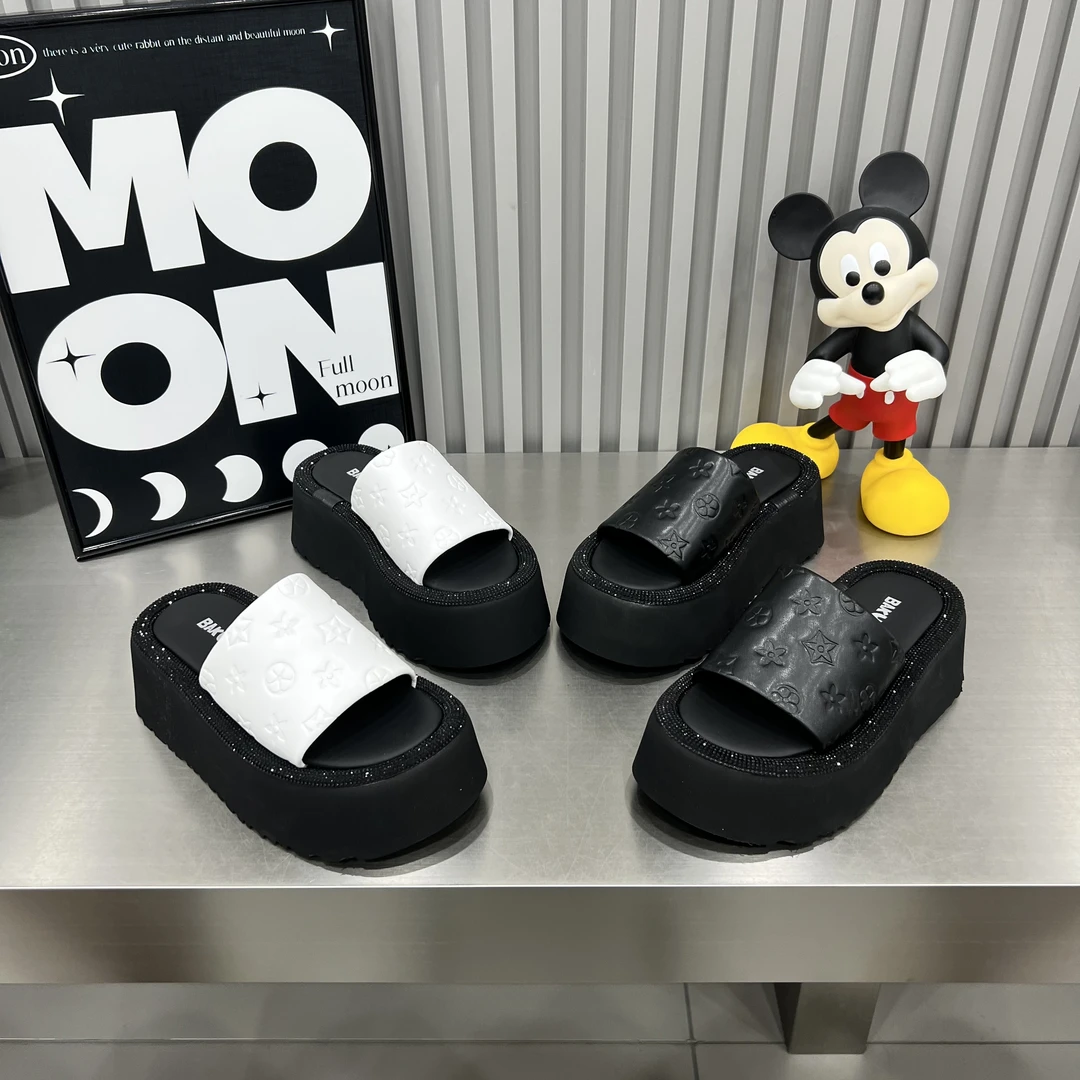 夏季时尚百搭休闲拖鞋潮流外穿厚底高跟露趾松糕底网红