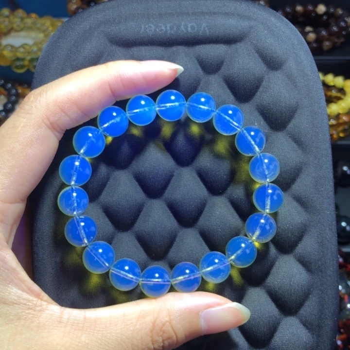 琥珀未镶嵌手链天空蓝赛多米5Ａ净水蓝珀手串