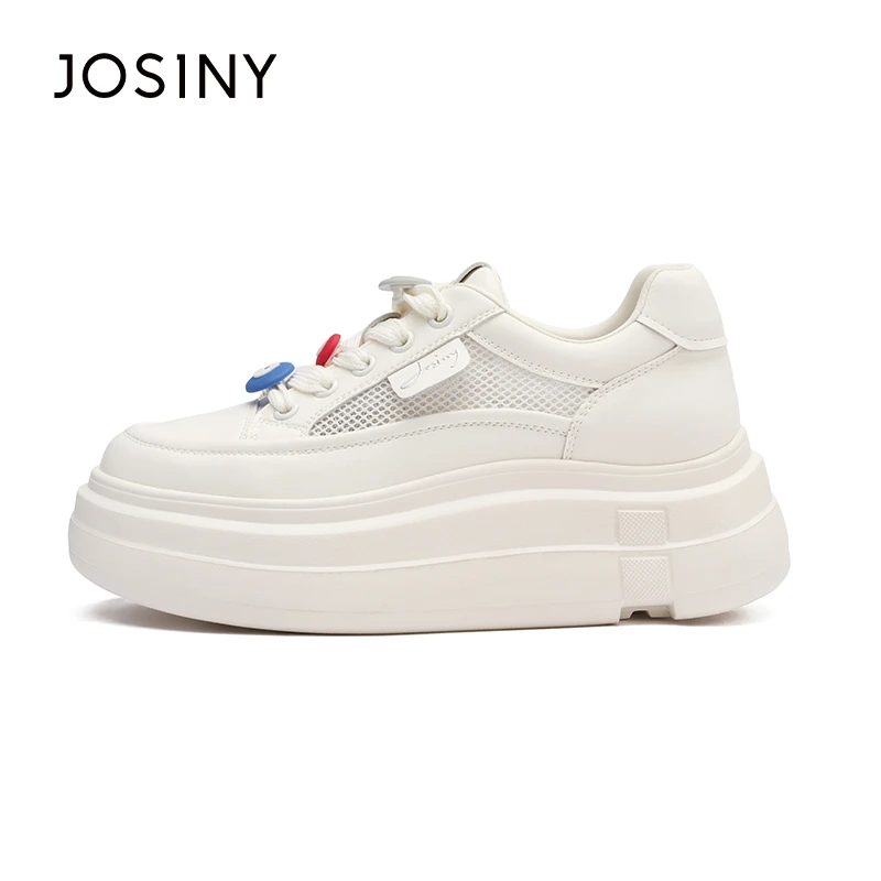 卓诗尼休闲板鞋女2025年夏季新款时尚百搭舒适圆头小白鞋网面女鞋