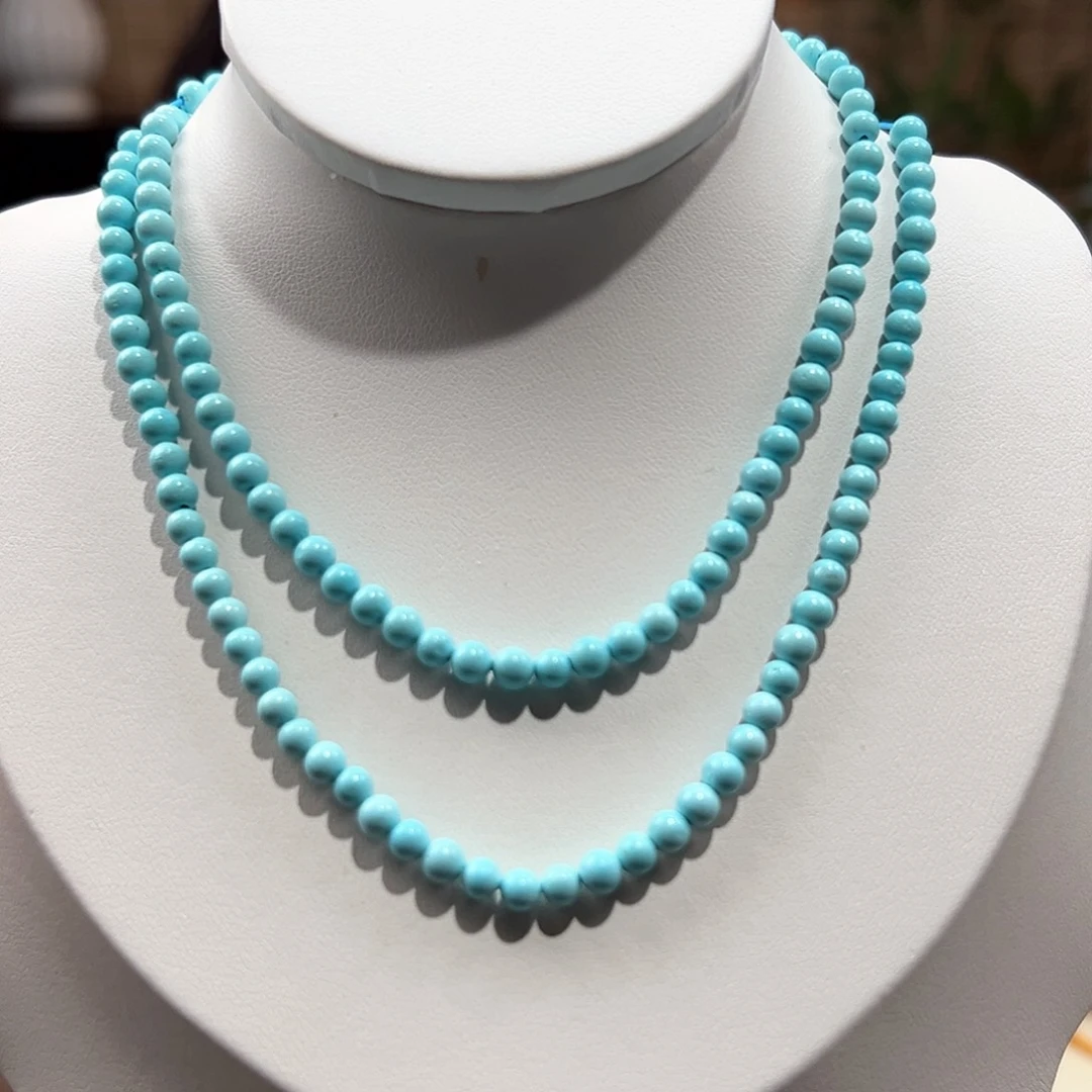 绿松石未镶嵌18圆珠108放漏卡4+