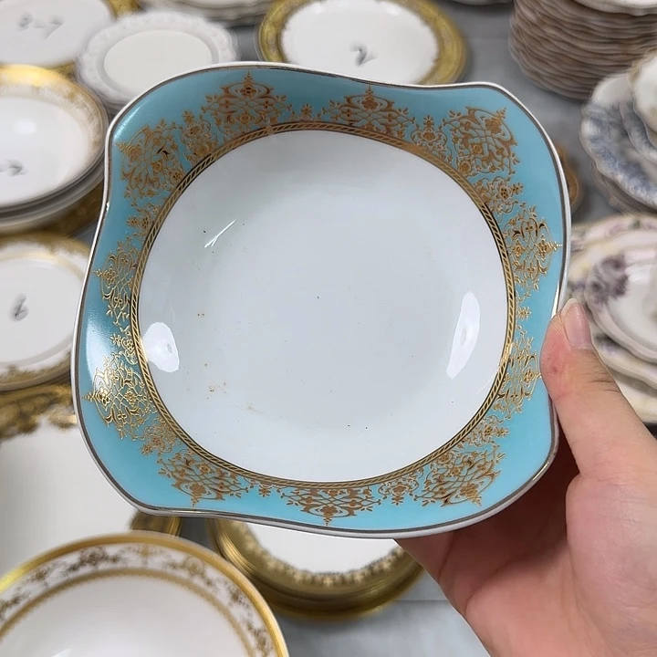 瓷5.7英寸蓝金蘸料碗6个微瑕