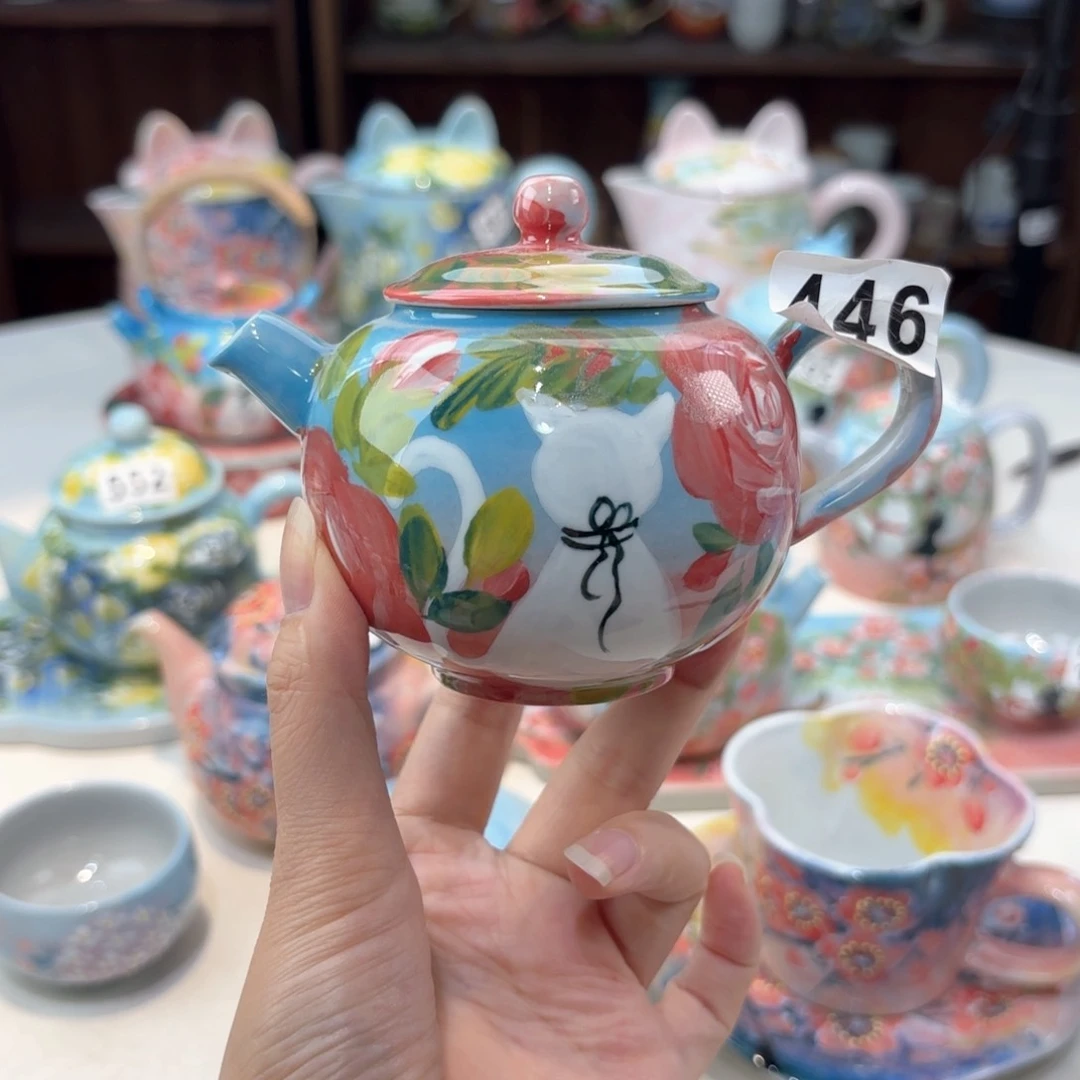 景德镇手绘高温釉下彩陶瓷茶具