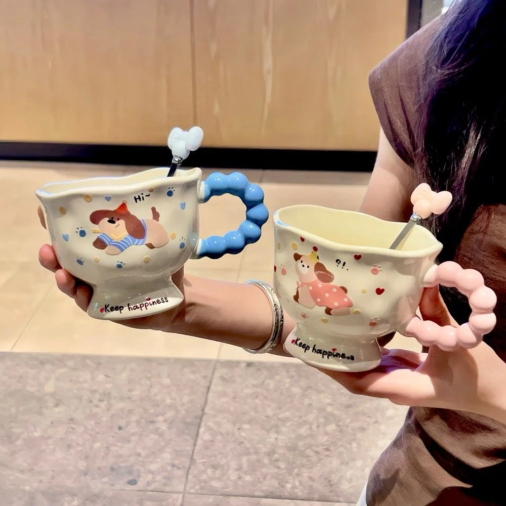 马克杯高颜值小狗ins风陶瓷水杯礼盒伴手礼生日礼物送女生奖杯yw