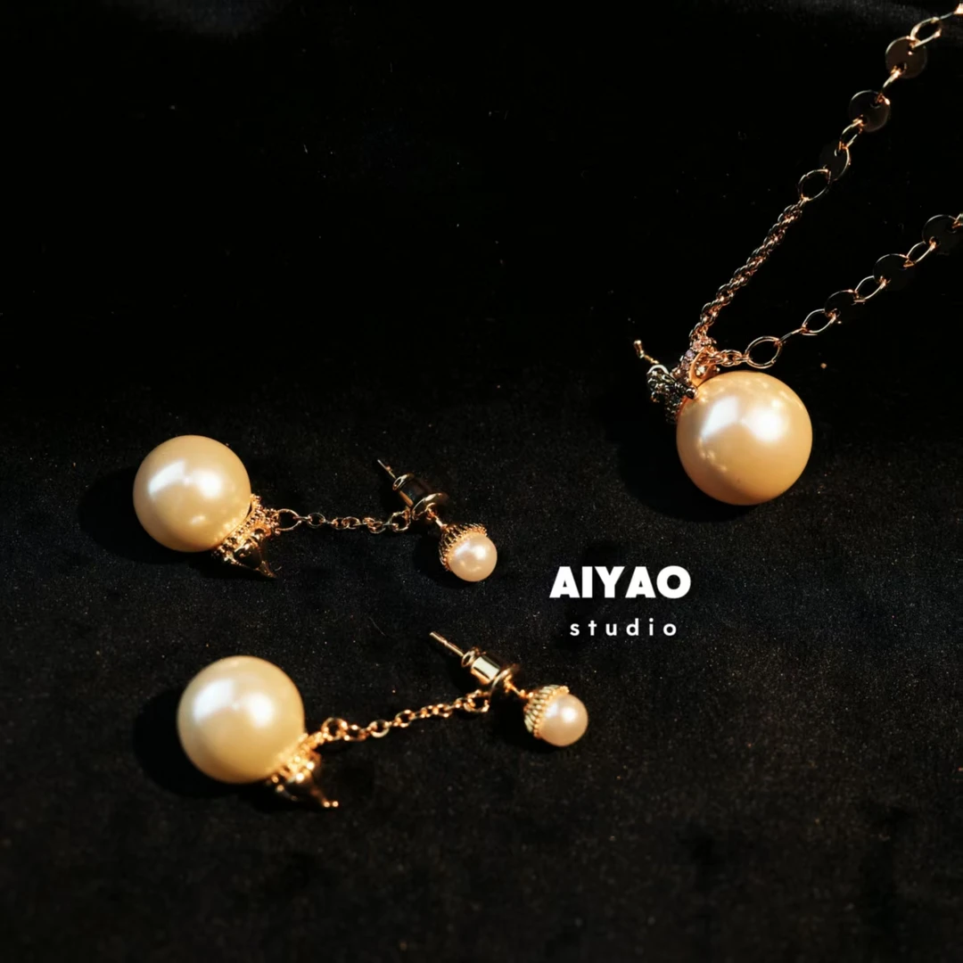 合金耳饰 【AIYAO】珍珠皇冠套装B75