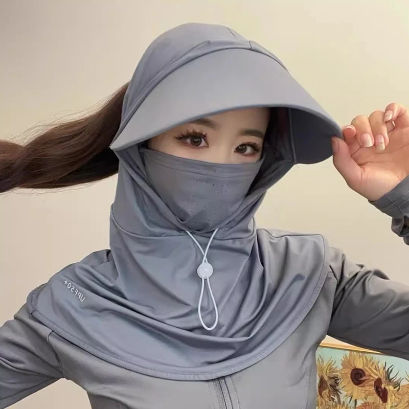防晒面罩女夏季全脸2025新款遮阳防风防紫外线骑行护颈一体防晒帽