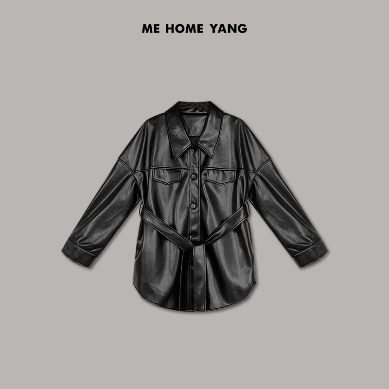 ME 黑色夏季新款潮流时尚百搭气质质感显瘦长款收腰外套MEQC1571