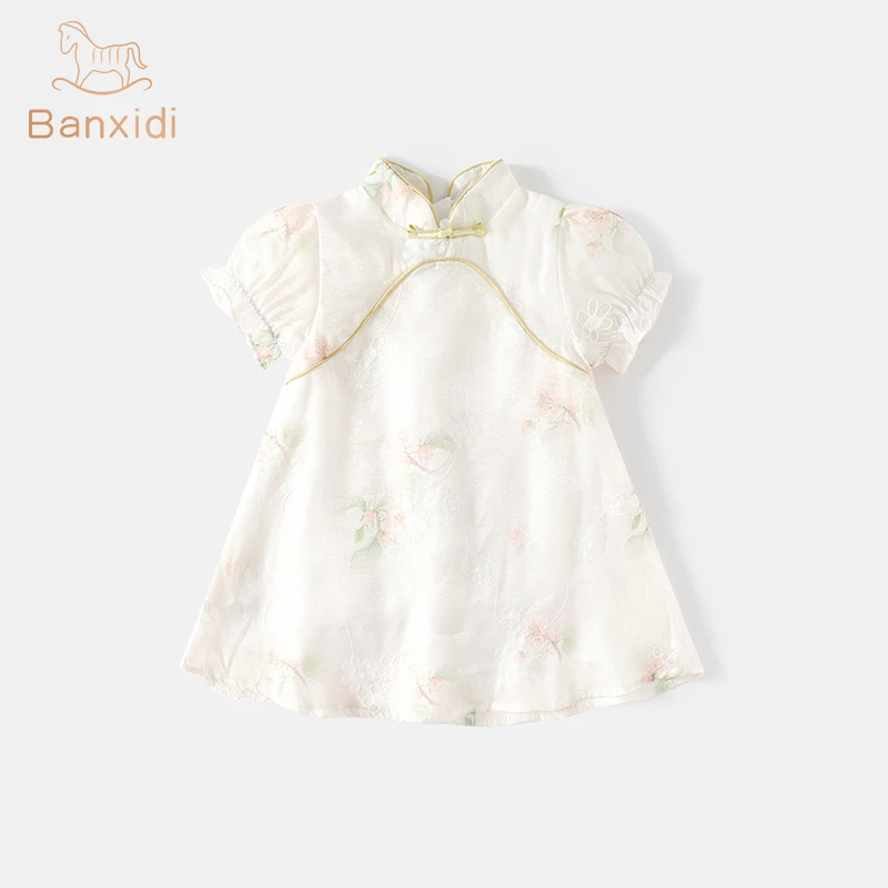 班喜迪女童连衣裙夏装2025新款国风儿童公主裙夏季女宝宝旗袍裙子