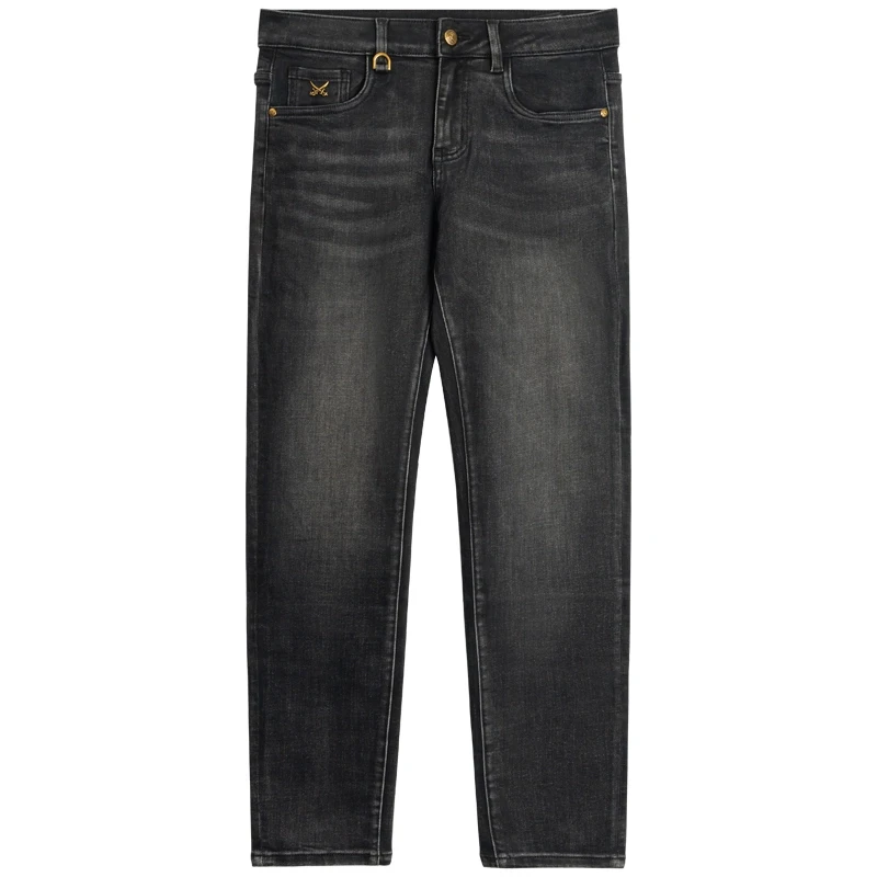 DA秋冬新款男士高端弹力裤修身潮流百搭黑灰色男牛仔裤子--002