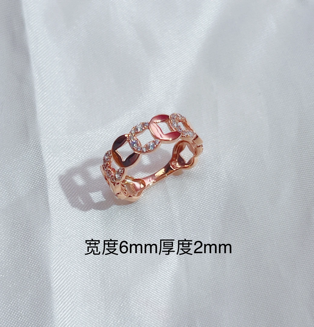 18K金新款环环相扣钱多多铜钱戒指