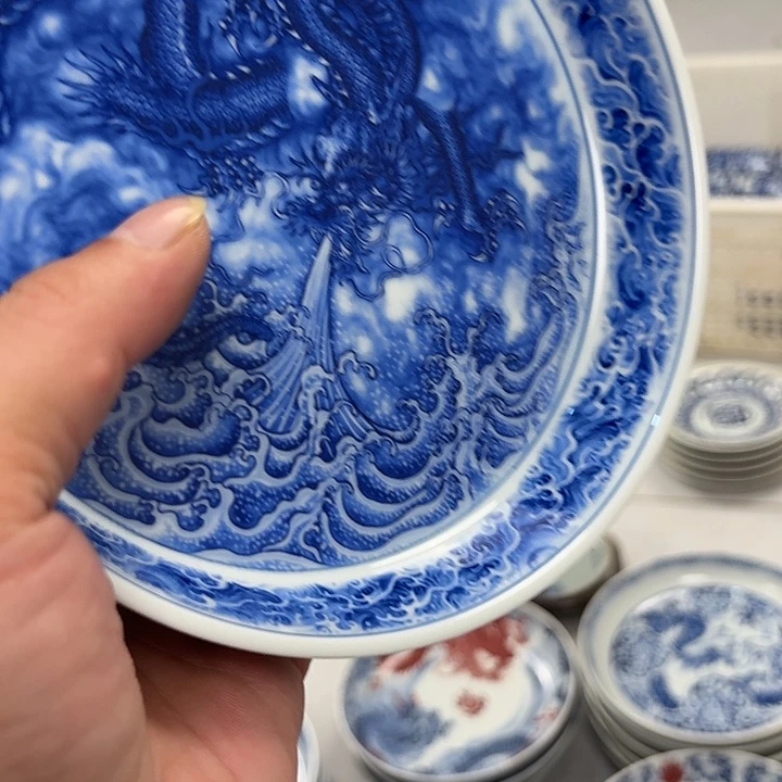 瓷片墨龙吸水大胡乘景德镇