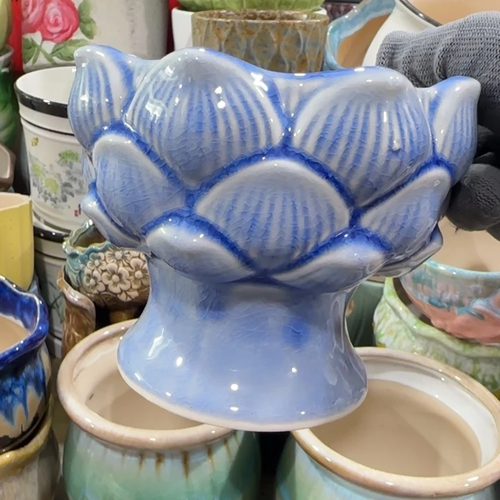 凑9块包邮，有孔，陶瓷花盆