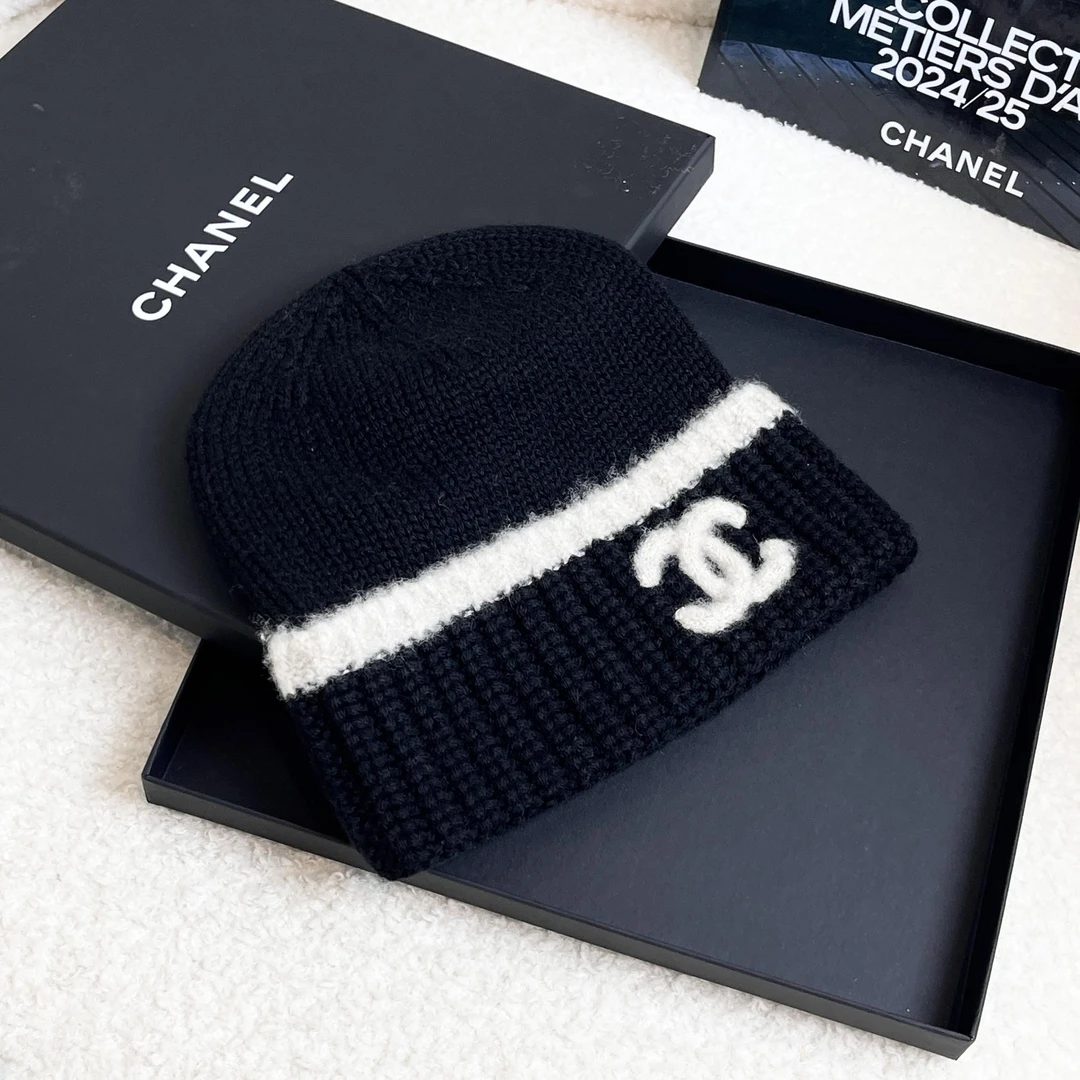 99新 Chanel/香奈儿 黑白针织冷帽/52784386/12期免息/代卖服务