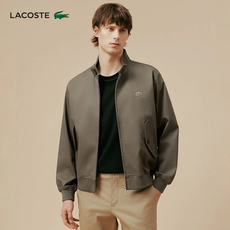 LACOSTE法国鳄鱼男装25老钱风时尚休闲立领拉链哈灵顿夹克|BH1172