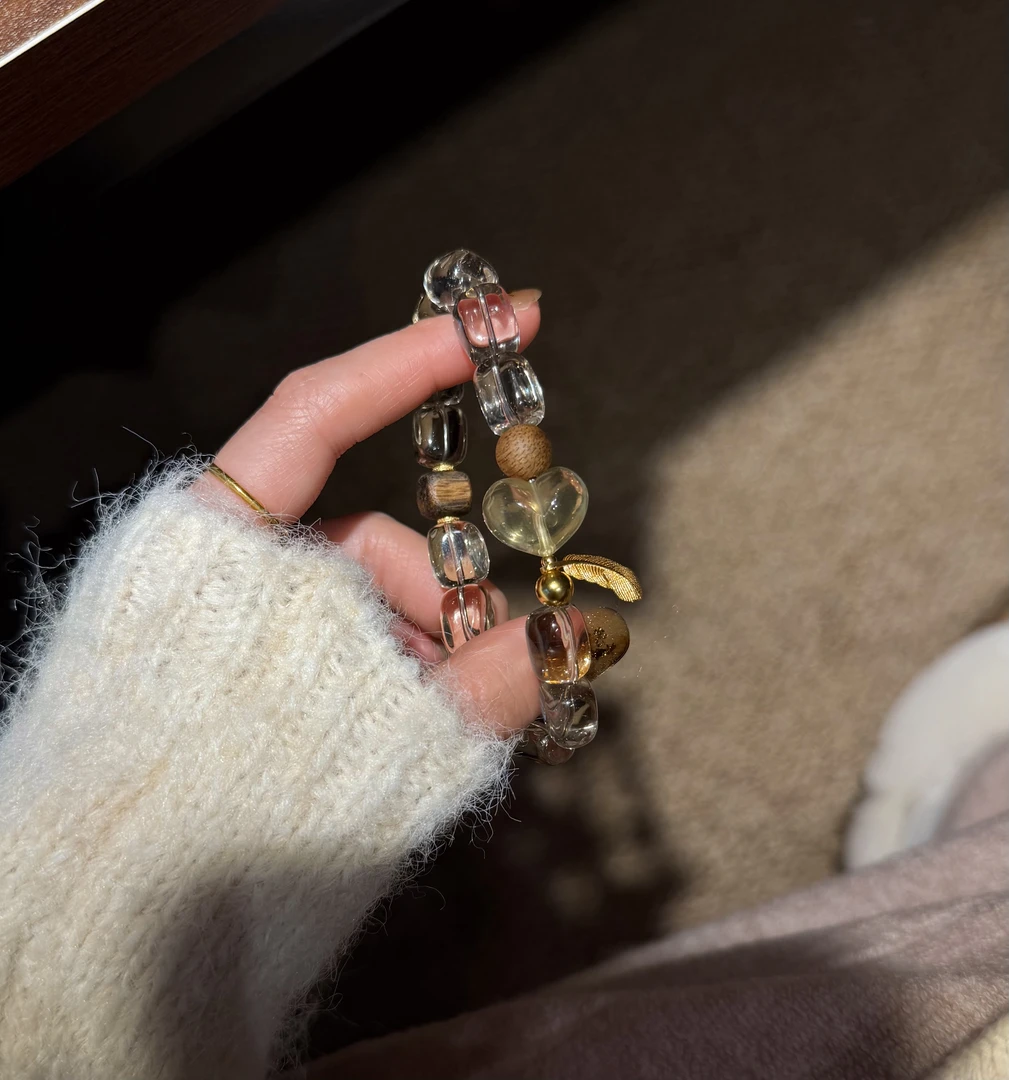 《冷泡茶》925银茶水晶屁桃手串 K70