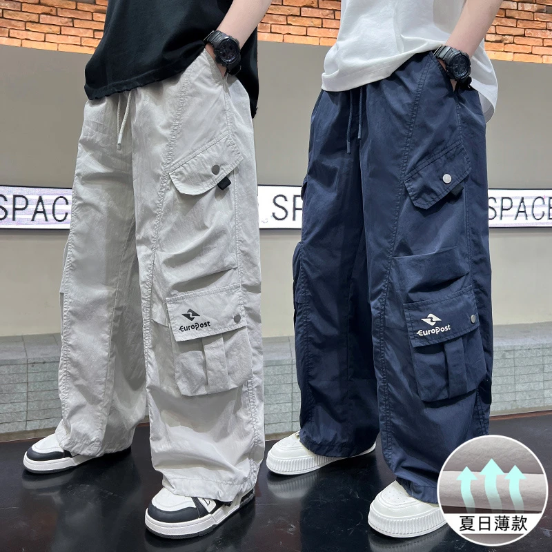 儿童装男童夏装薄款裤子2025新款夏季大童防蚊裤工装裤夏款冰丝裤