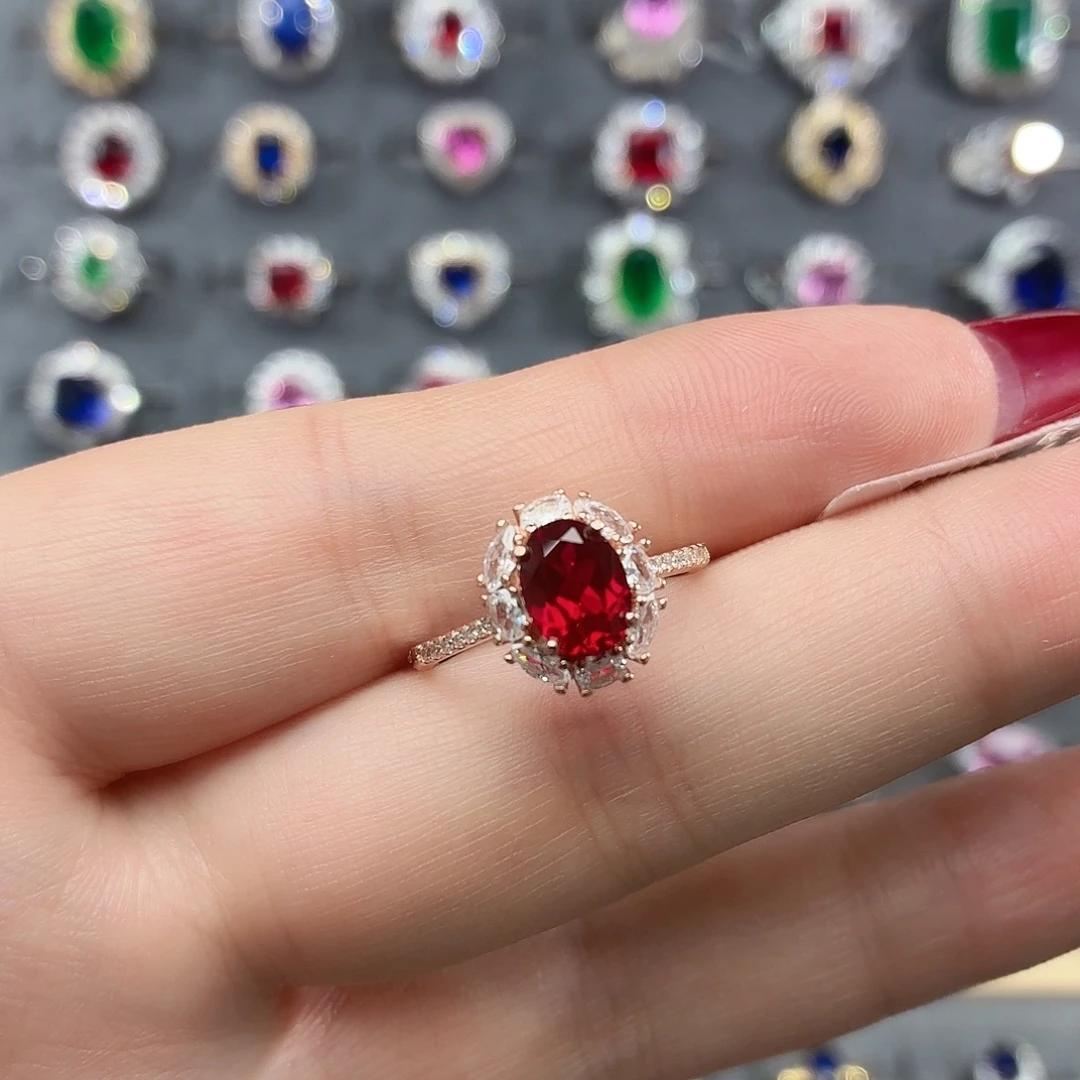 925银培育鸽血红色宝石