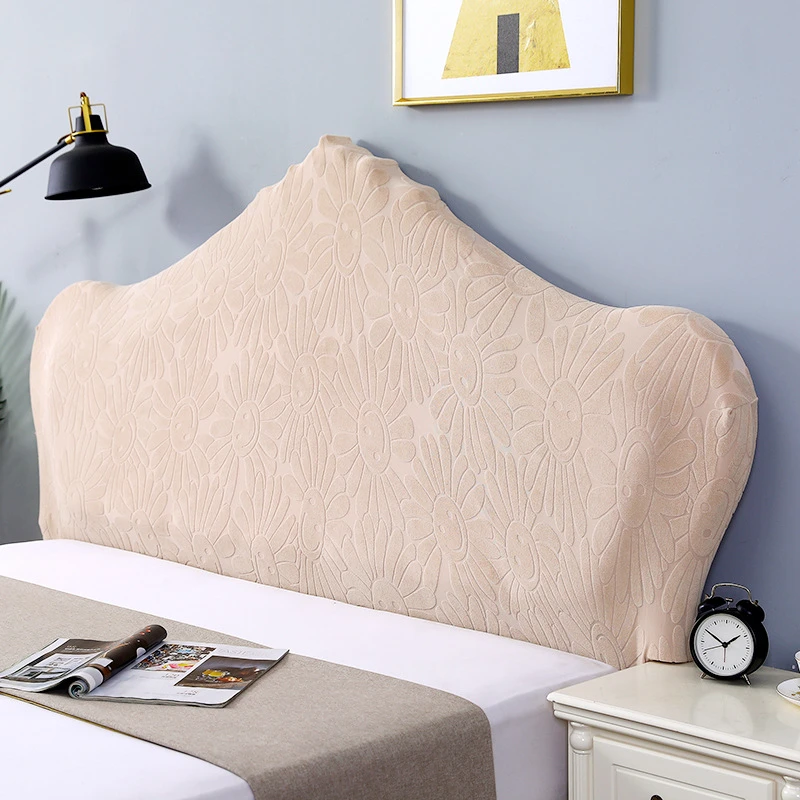 ins简约床头罩套软包布艺欧式加高弧凹凸不规则形状弹力床头罩套