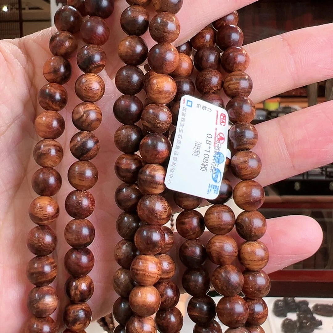 黄花梨/降香黄檀手串/手链0.8×108，西部油梨老料