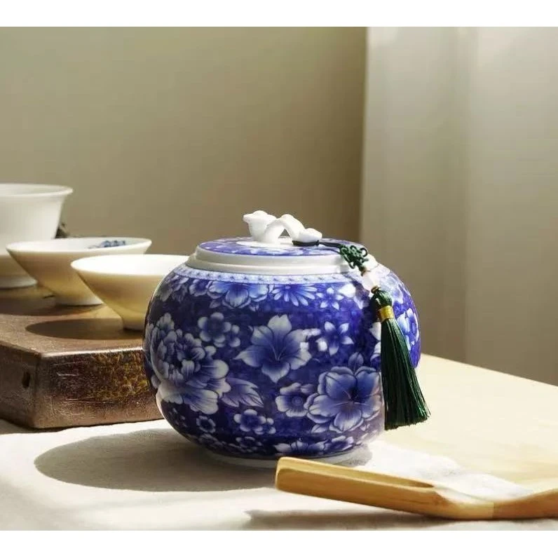 如意青花陶瓷茶叶罐HG1758