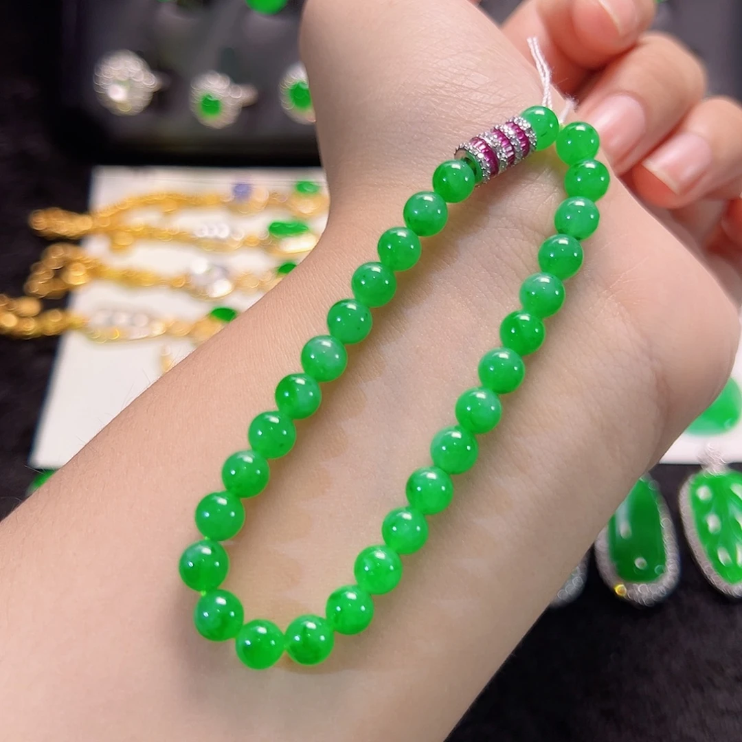 未镶嵌手串翡翠阳绿