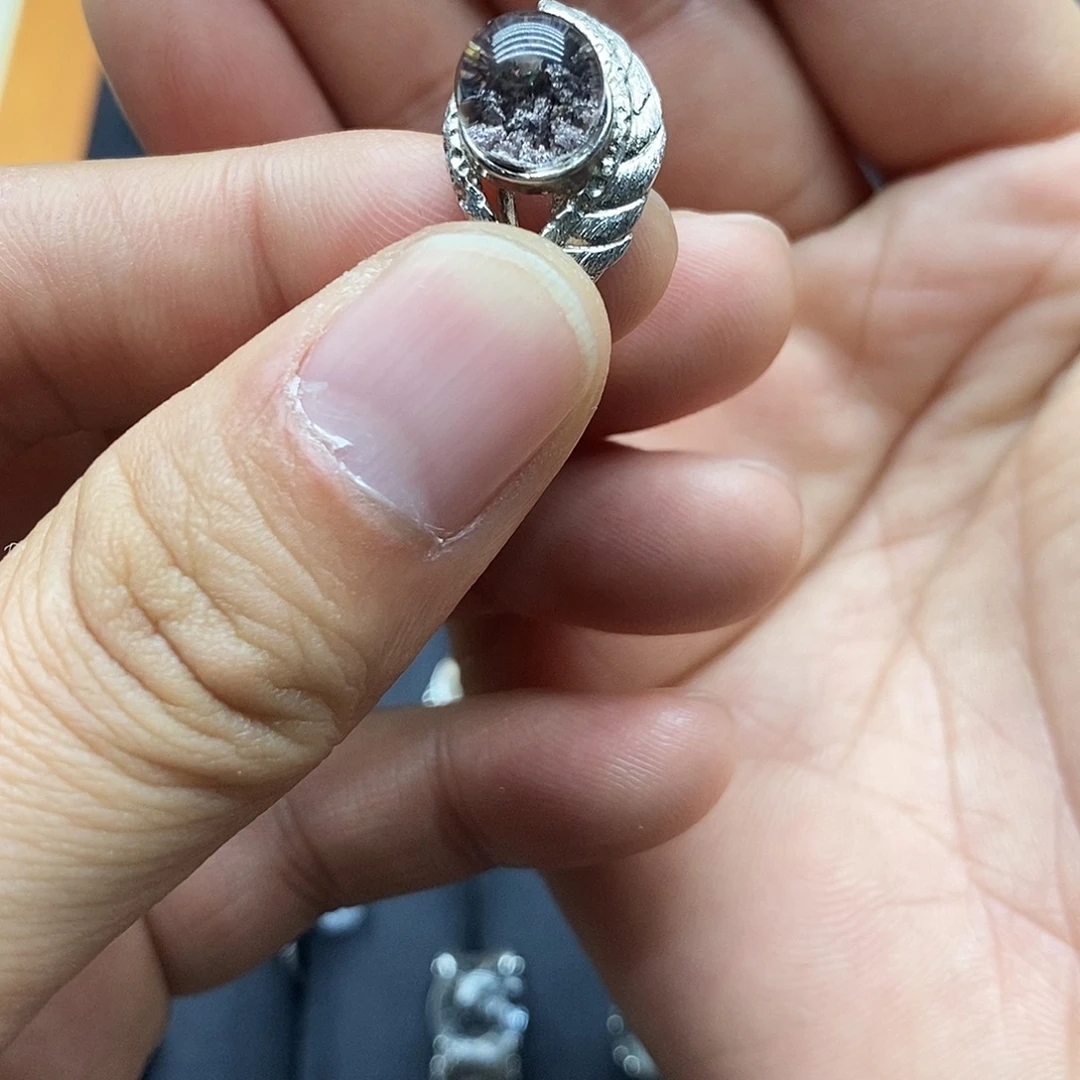 三***u银S925镶嵌戒指水晶活口