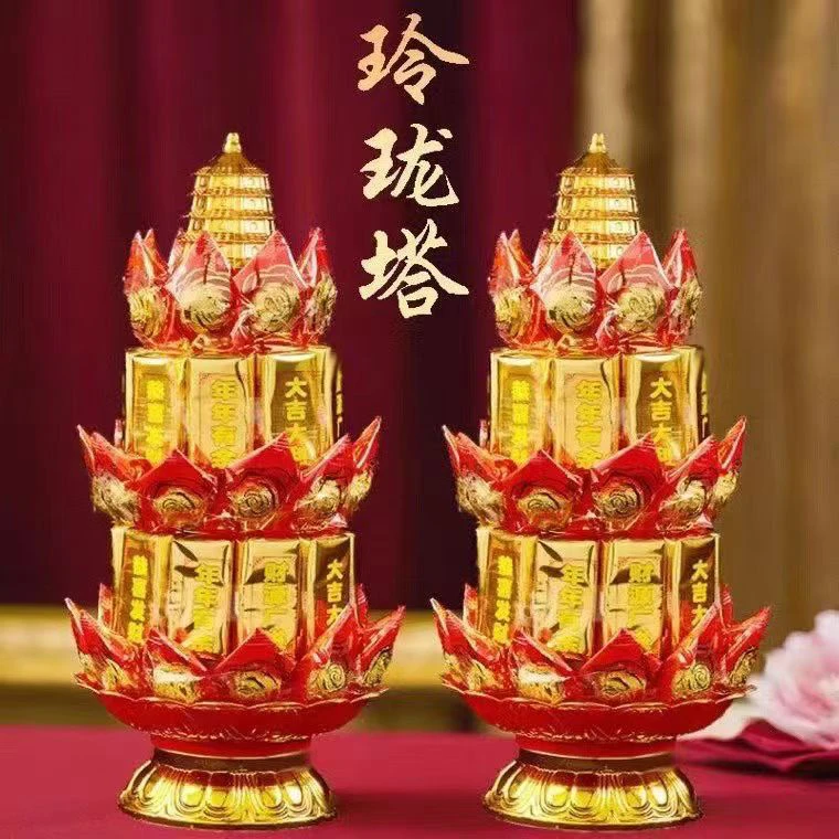 红玲珑黄金塔建设塔招财发财塔巧克力酥心糖塔