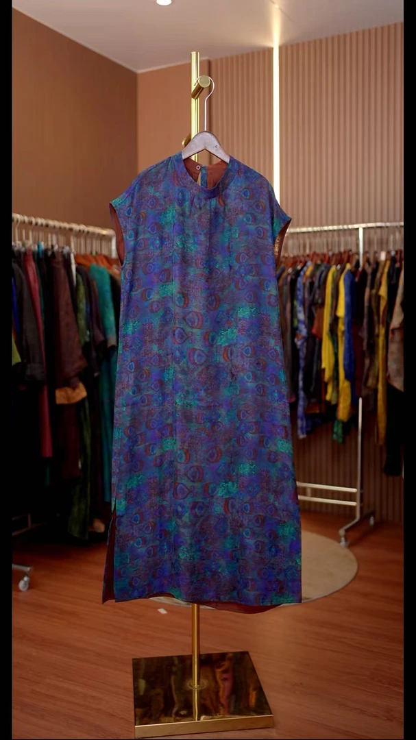 蓝宝石-新中式国风蓝宝石无袖连衣裙0431