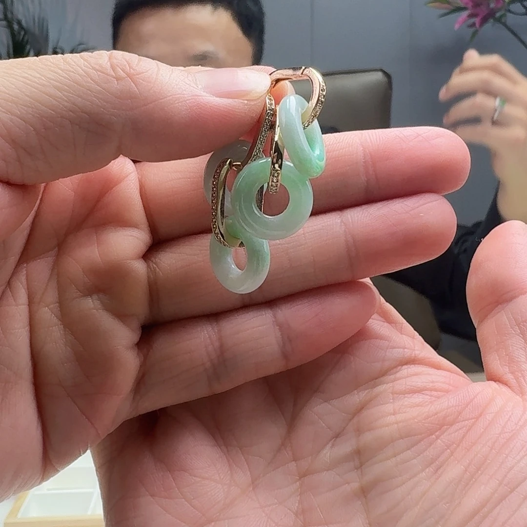 翡翠耳饰银S925镶嵌多样性发货其一