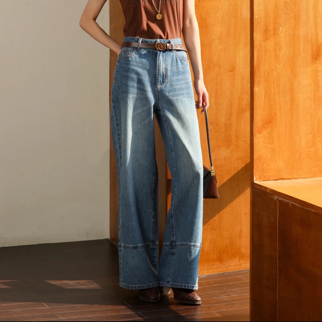 H103314875華家曼春季新款时尚拼接牛仔裤