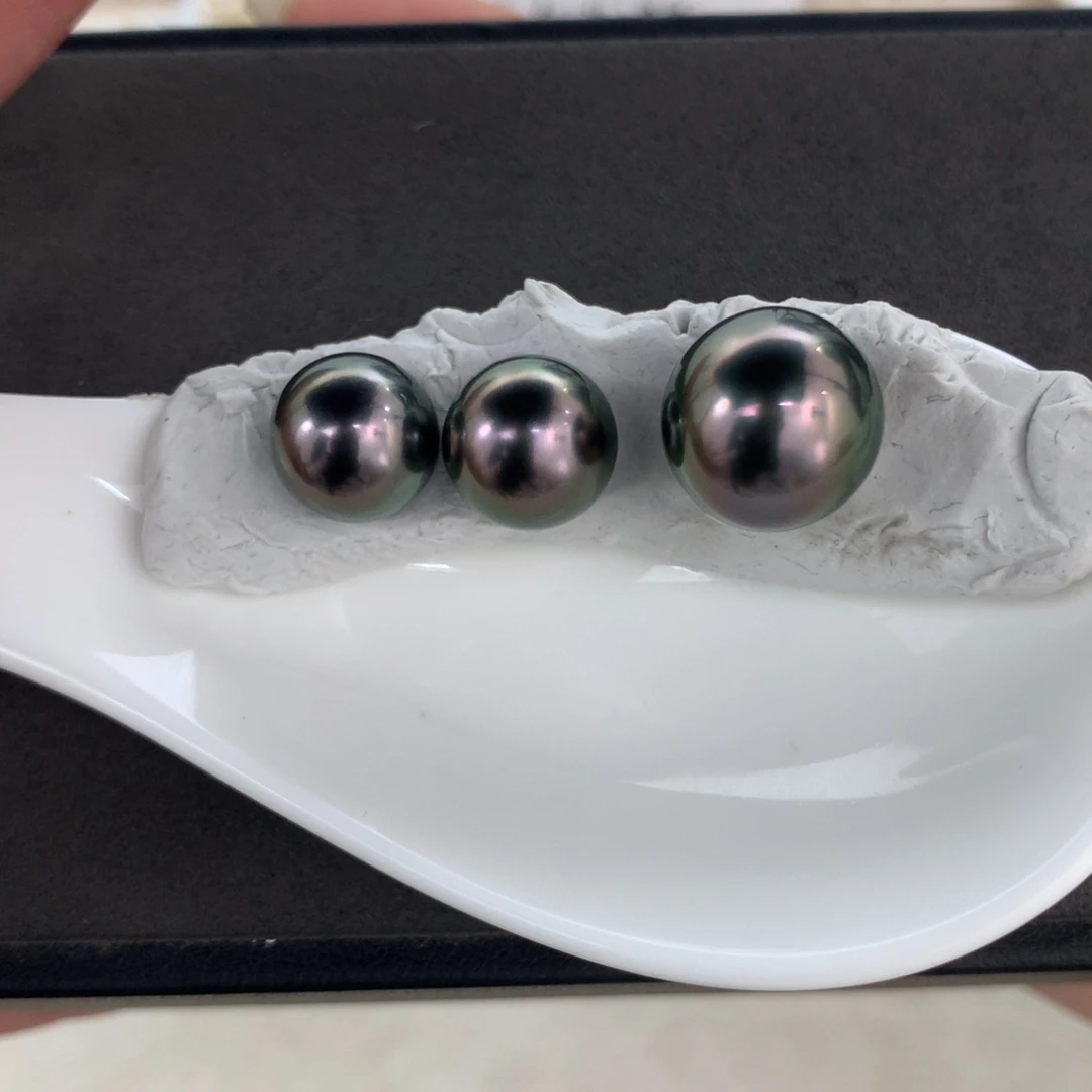 定制海水珍珠未镶嵌裸珠11-14mm大溪地裸珠三颗