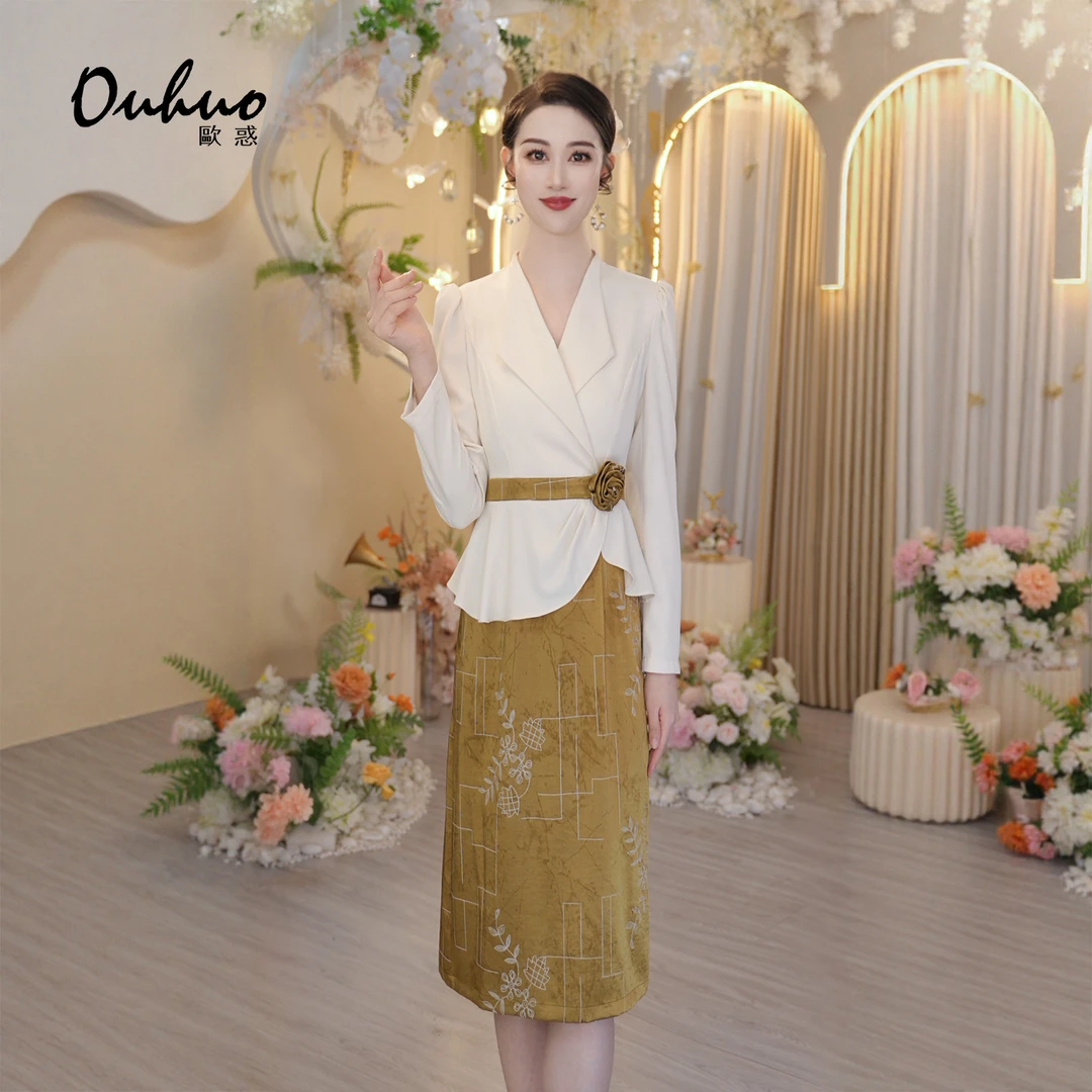 现货【木木定制】2025年秋冬新款法式优雅高贵时尚连衣裙OHDRI09043