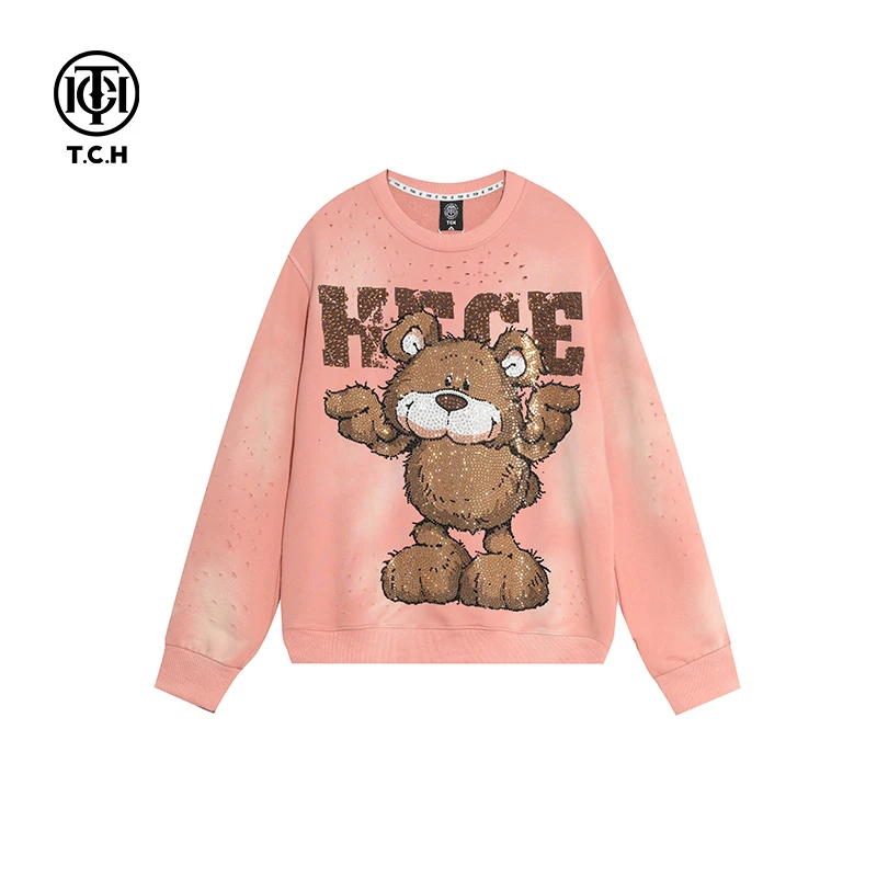 TCH小熊烫钻时尚休闲重工动漫设计师个性少女甜美T66A118002