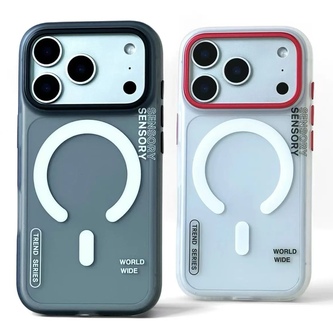 半透潮酷适用苹果17promax磁吸手机壳16pro轻薄软边防摔15/14/13