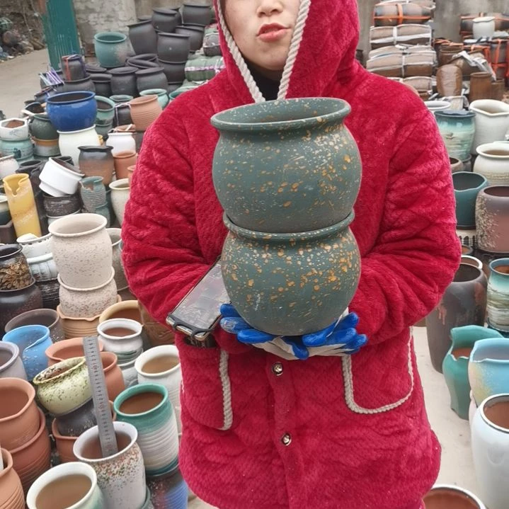 红陶口18高16瑕疵两个盆子