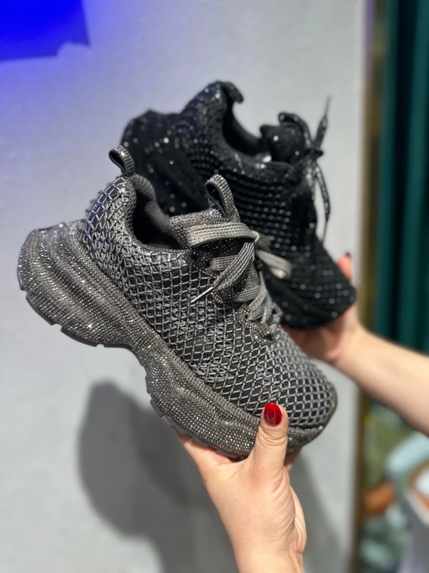 0866-19/2025早春新款满天星烫水钻老爹鞋休闲运动鞋厚底系带透气