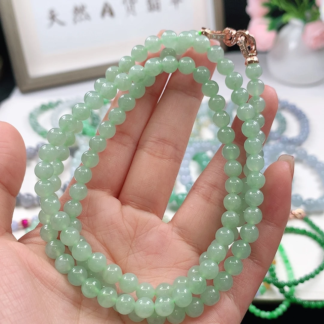 翡翠未镶嵌手链项链6mm
